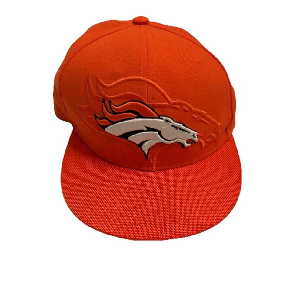 Denver Broncos Hat Cap New Era Size 6. 5/8 Fitted Orange Big Logo NFL Football